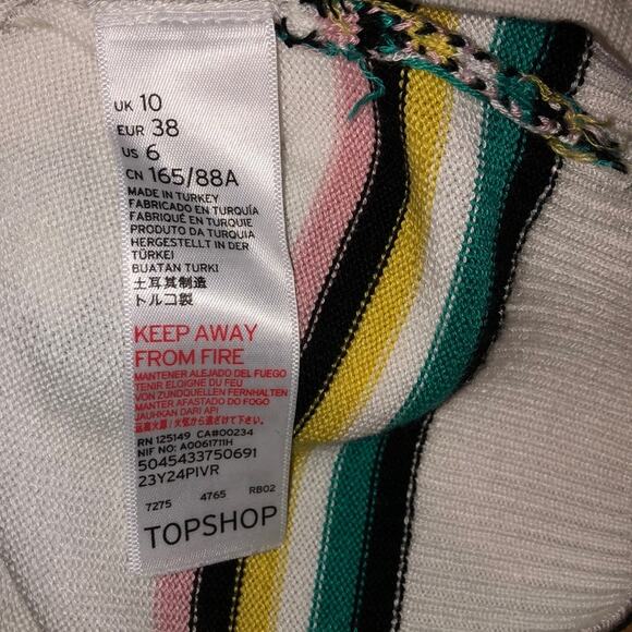 Topshop Women’s Sweater Size 6 White Rainbow Stripe Knit Pullover EUC Preppy - Picture 8 of 9